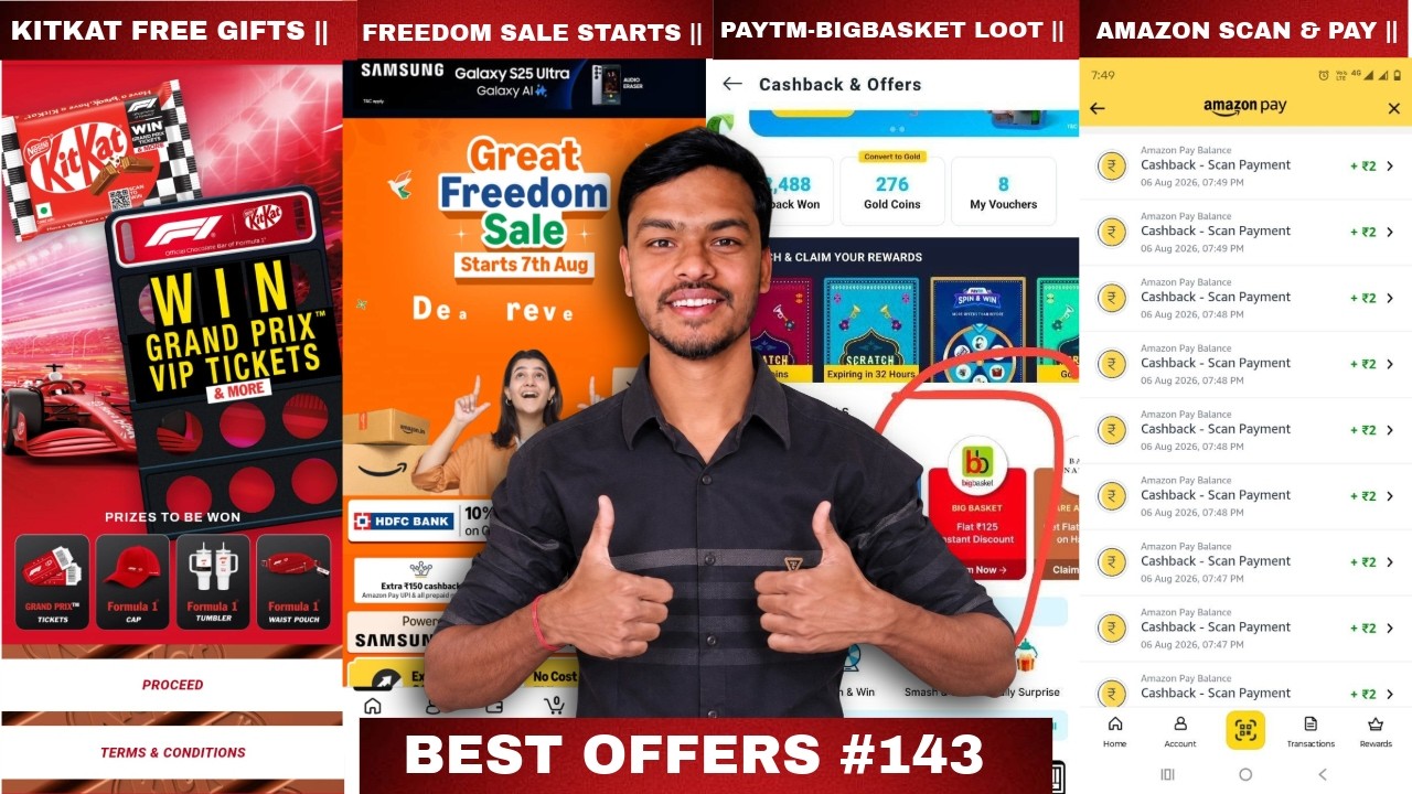 Freedom Sale Starts, Amazon Scan & Pay Loot, Paytm & Bigbasket Loot, Mobile Recharge Loot, Digihaat