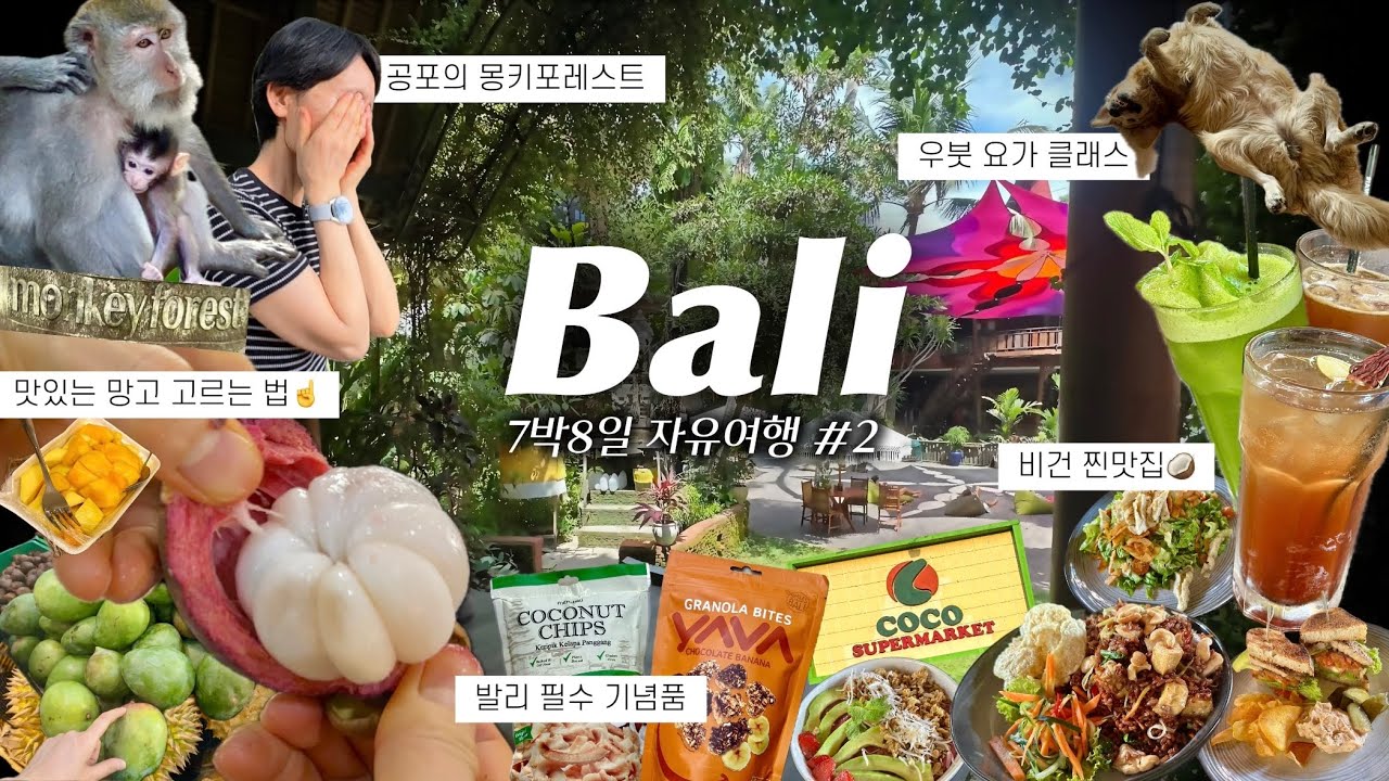 엄마미안😂발리 여행 #2 (우붓요가원먹방/몽키포레스트공포체험/맛있는망고추천/코코마트쇼핑/모녀여행)