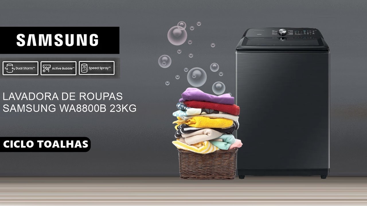 Lavadora de Roupas SAMSUNG 23Kg WA23B - TOALHAS DE BANHO