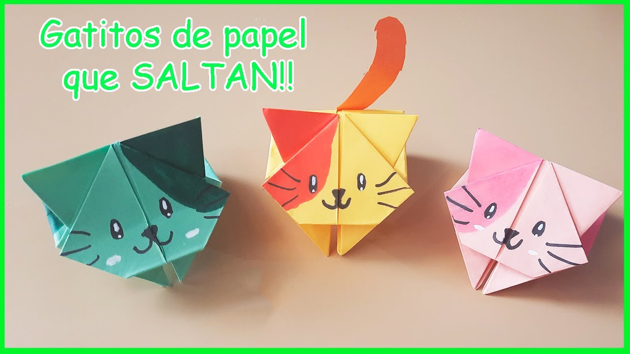 ▷ GATITOS 😻 de papel que SALTAN! | Papiroflexia FÁCIL✅