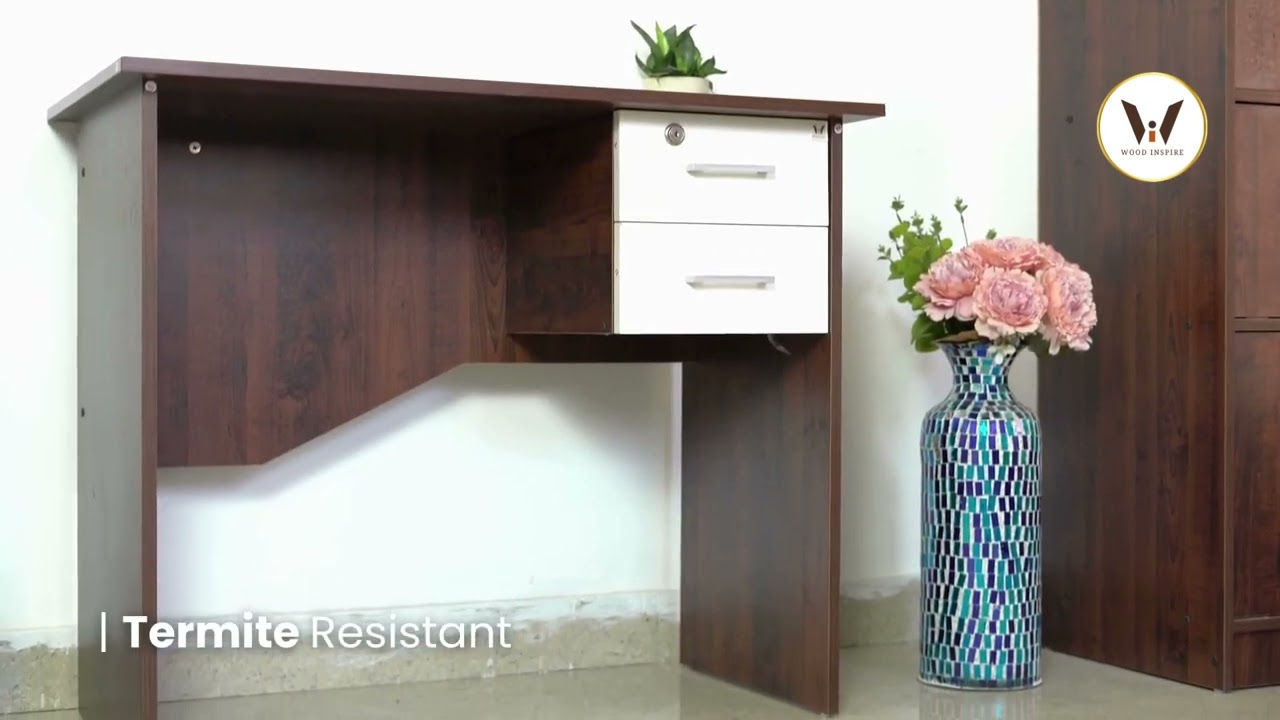 WOOD INSPIRE Flow Engineered Wood Stylish Study Table with 2 Drawers in Choco Maple Finish