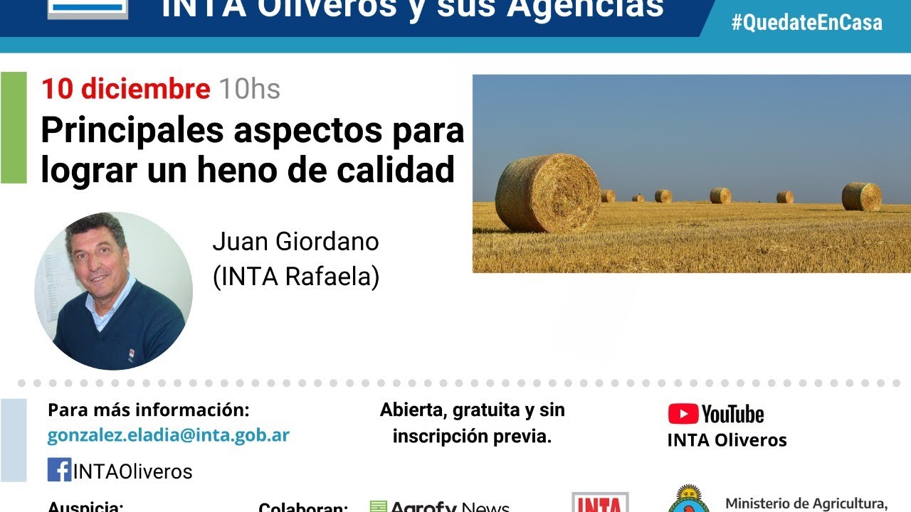 Ciclo de charlas virtuales: Principales aspectos para  lograr un heno de calidad