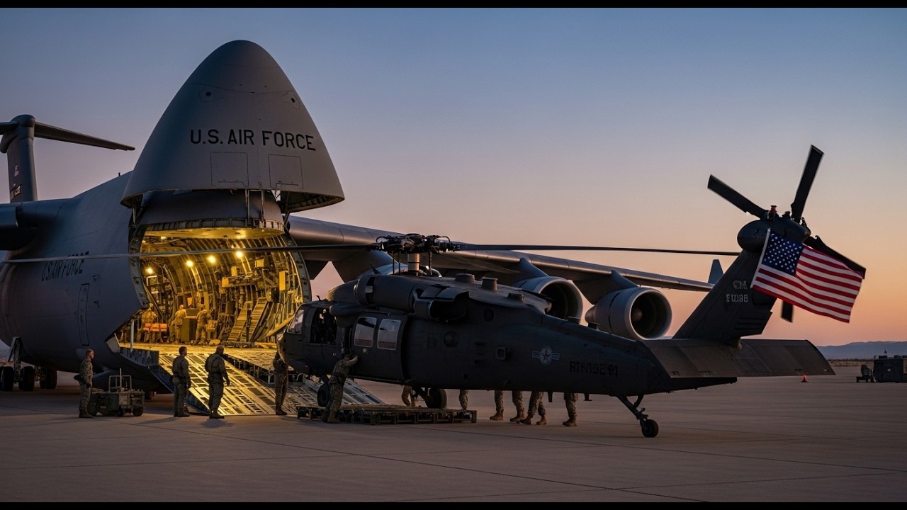 Massive Military Airlift HH-60 Pave Hawk Helicopters Loaded onto C-5 Galaxy