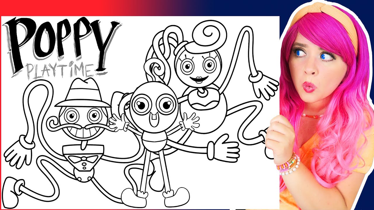Coloring Daddy Long Legs, Mommy & Baby Long Legs Poppy Playtime Coloring Pages | Ohuhu Art Markers