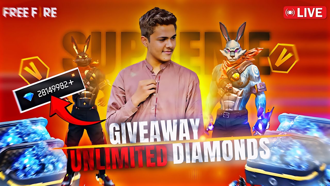 🔴10,000 Diamonds Live Giveaway for SUPREME ARMY💸|Free Fire PAKISTAN  #freefire #freefirelivegiveaway
