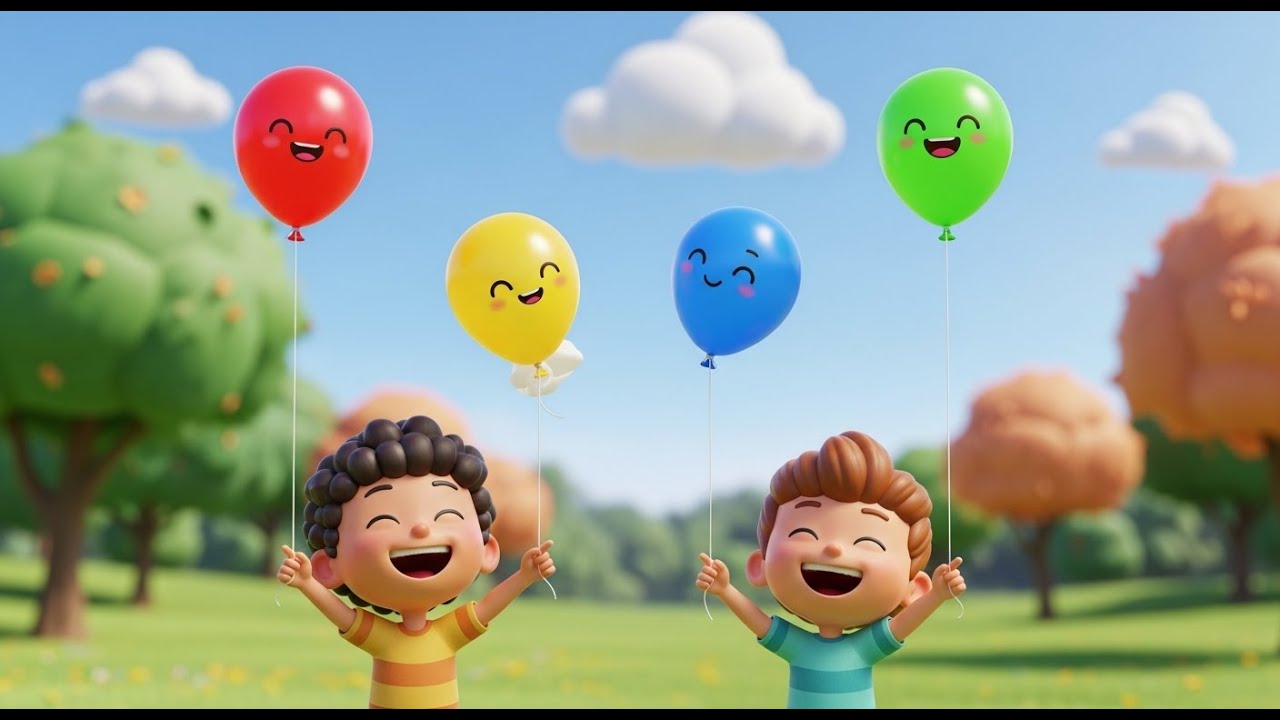 Four Little Toy Balloons Float Float Float | Color & Counting Song for Kids