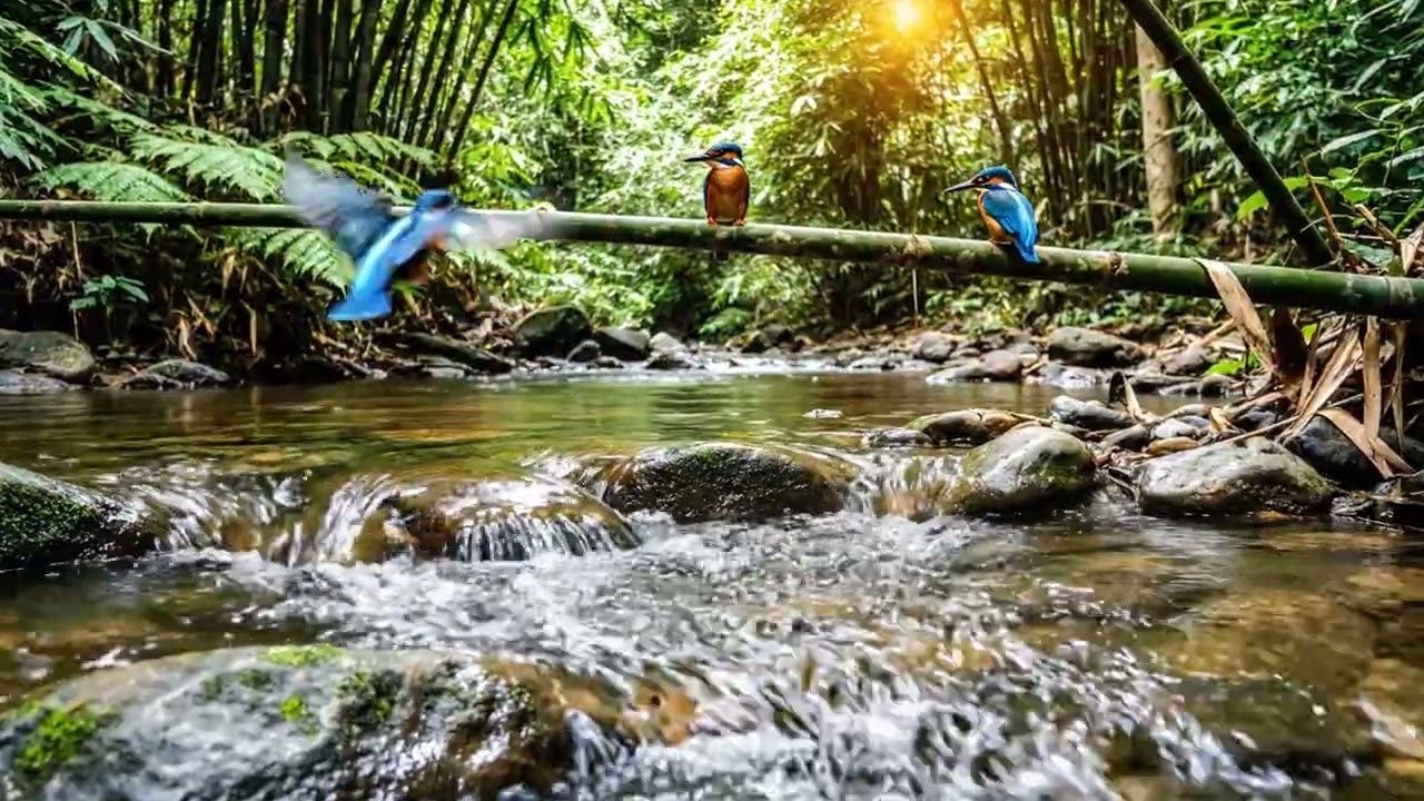 SERENE FOREST RIVER 4K – FLOWING WATER & BIRDS FOR RELAXATION