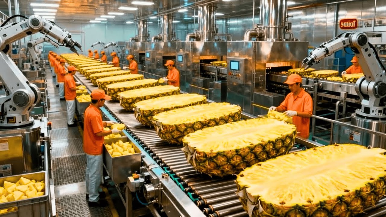 Inside a Modern Pineapple Factory: From farm to delicious juice (The whole process)