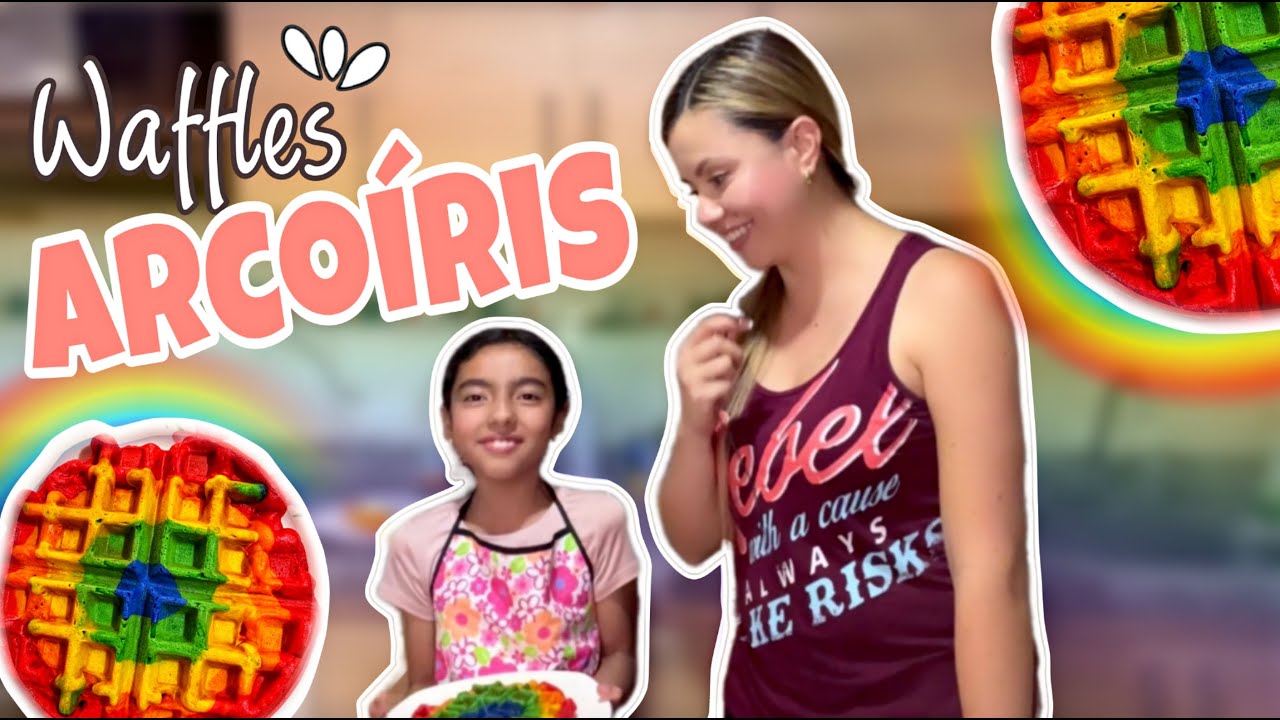 WAFFLES ARCOÍRIS 🌈 La Receta Perfecta para un Desayuno Divertido