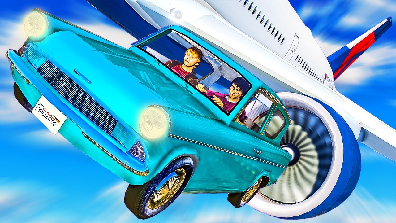 In GTA 5.. Airplane CRASHES into Flying Car!