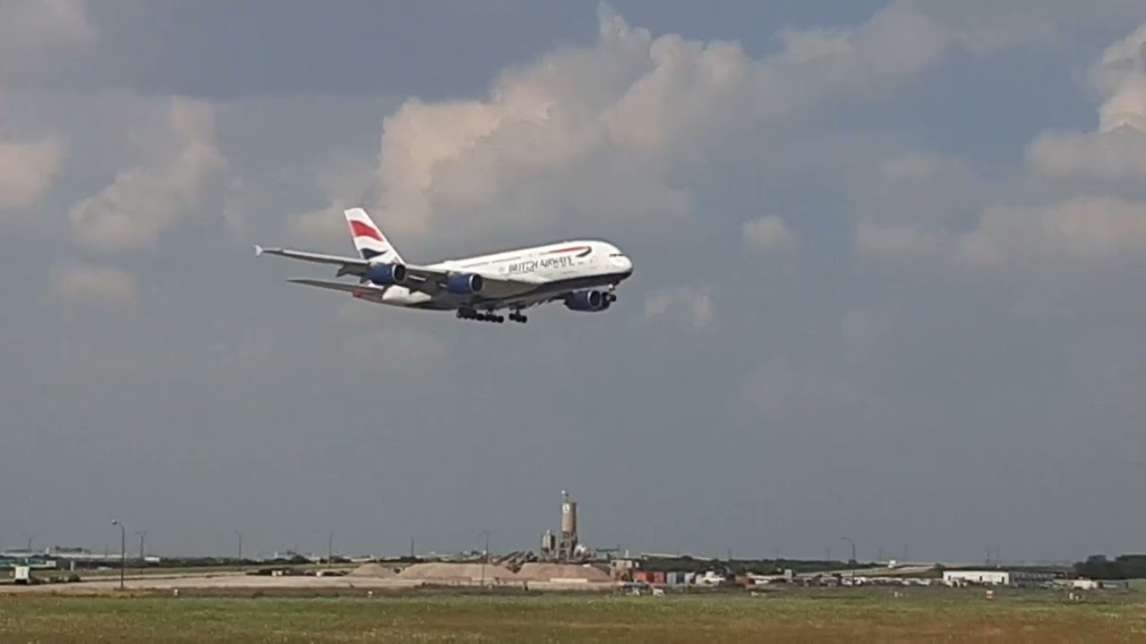 British Airways Airbus A380 at DFW Airport. Jun. 2nd, 2023. G-XLEK.