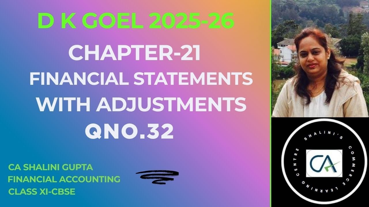 Financial Statements with Adjustments Q32 Solution | Class 11Accounts DK Goel Chapter 21 | CBSE 2026