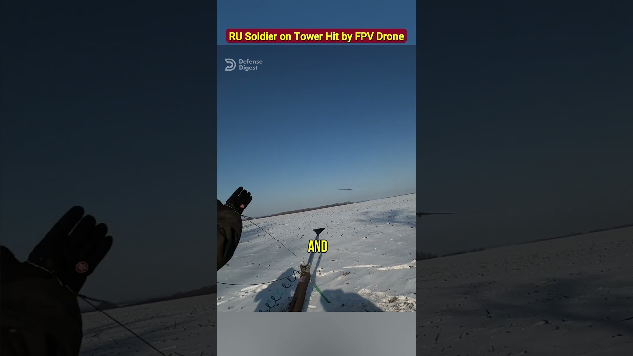 Российский солдат на башне, сбитый украинским FPV-дроном!