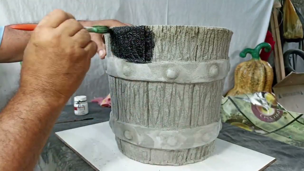 Vaso de cimento EFEITO MADEIRA. Vaso Personalizado tipo MADEIRA (Pintura efeito madeira, tronco) DIY
