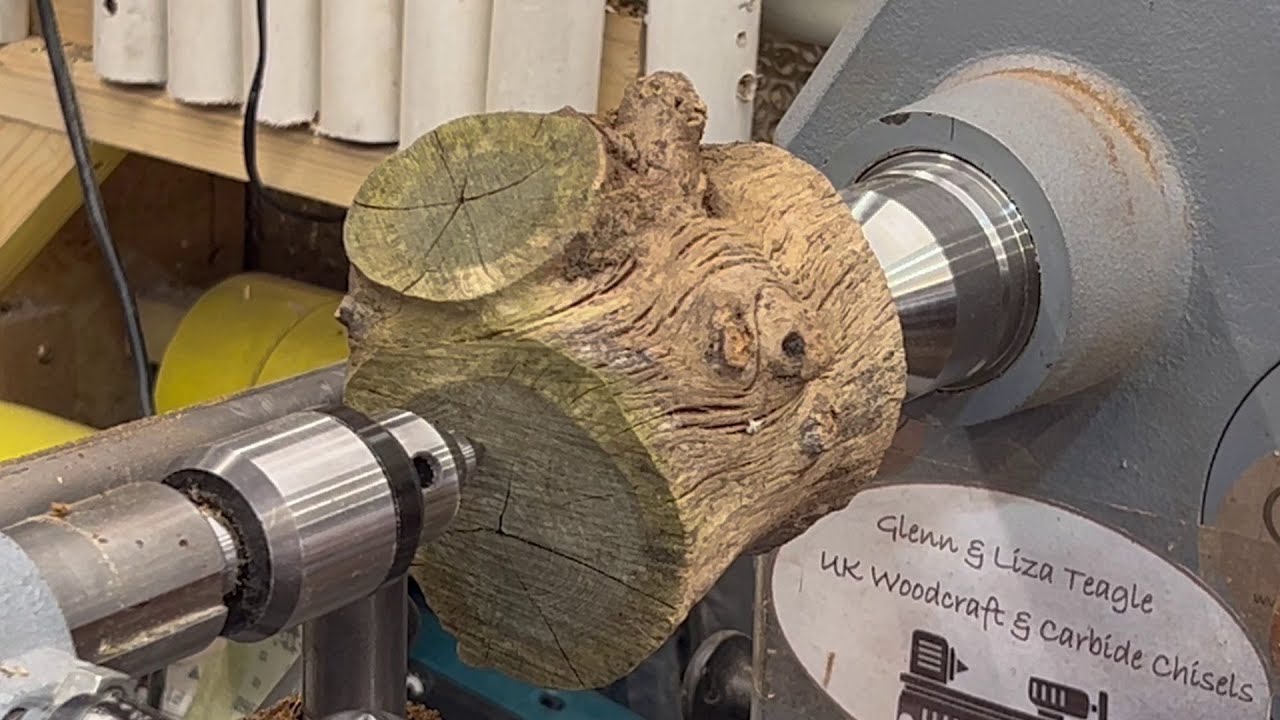 Woodturning. It's surprising what you can get from a rotten tree branch. #carbide chisels