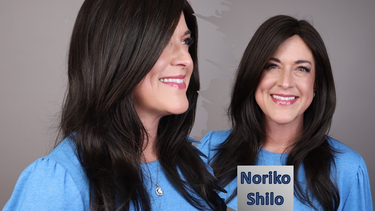 Noriko SHILO in the color Dark Chocolate | Long synthetic wig with UPDO potential and no lace front!