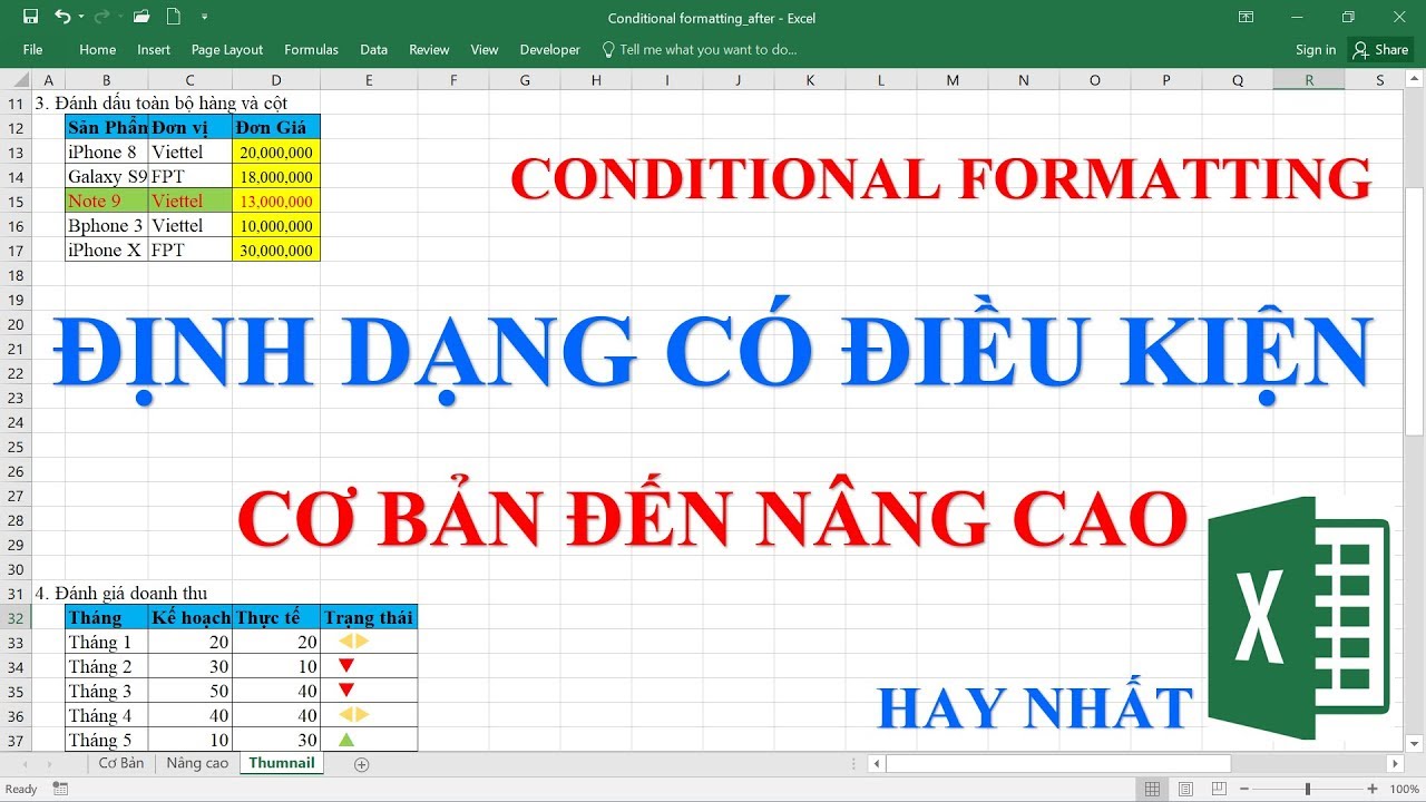 Định dạng có điều kiện | Conditional Formatting (Hay nhất)