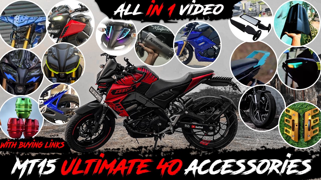 Mt 15 all accessories in 1 video🔥| mt15 under belly,seat cowl,tail light,lever guard,stealth mirror