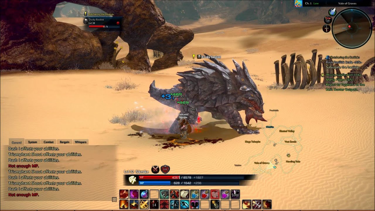 TERA Online level 32 berserker gameplay CBT3, basilisk solo.