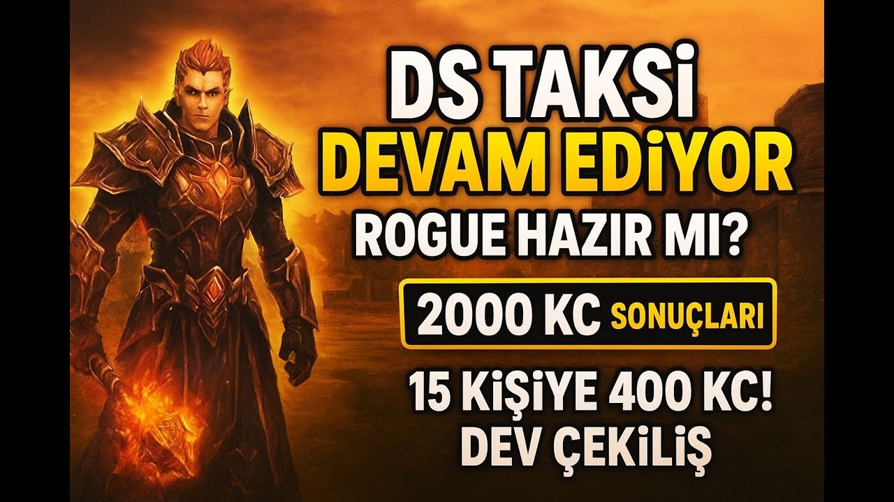“Knight Online DS Taksi 🚖 | Rogue itemler Hazır mı? 💪 | 2000 KC Sonuçları 🎁 + Dev 400 KC Çekilişi!”