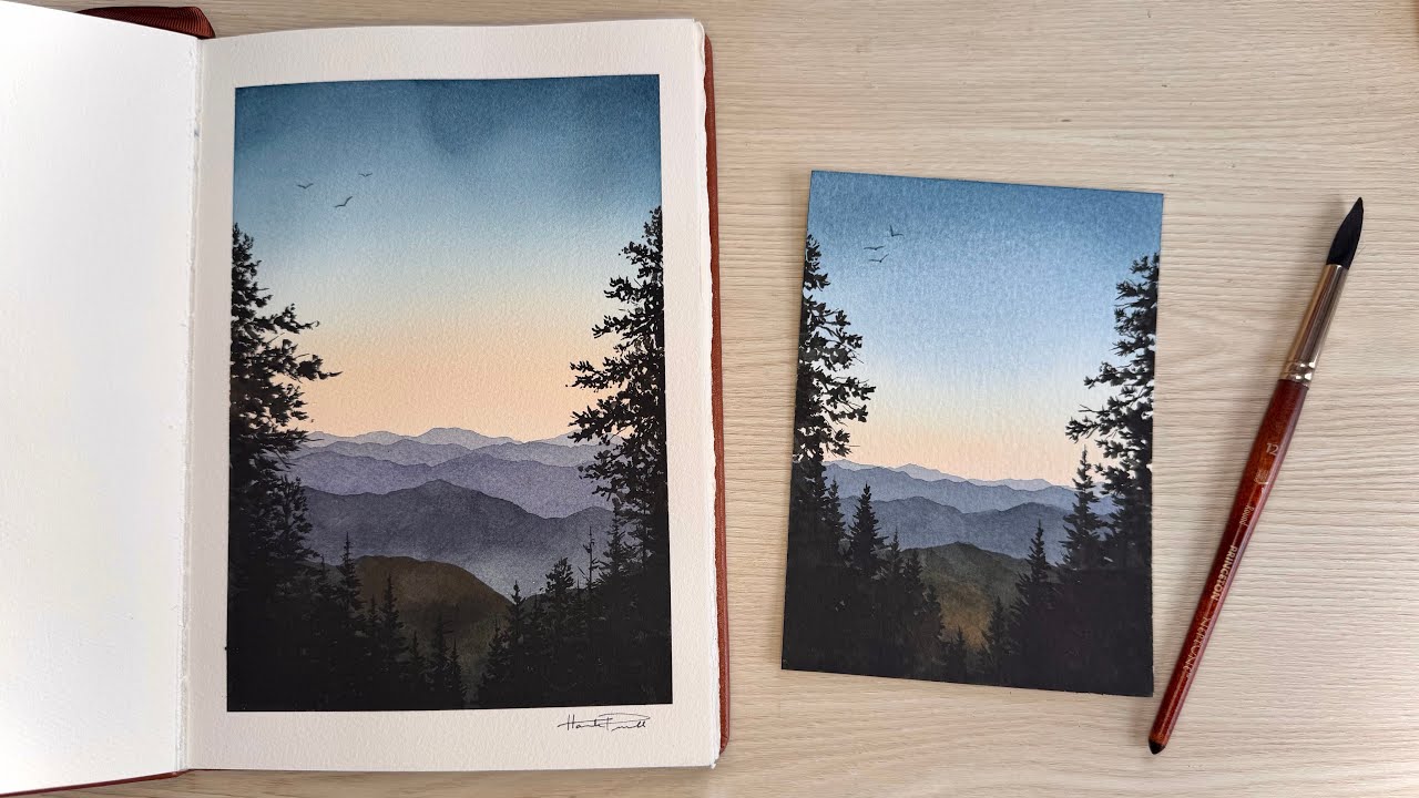 Paint the Great Smoky Mountains with me | step by step watercolor tutorial 