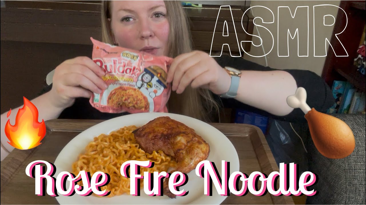 ROSE FIRE NOODLE 🔥 🍗 ~ ASMR MUKBANG Relaxing Eating Sounds