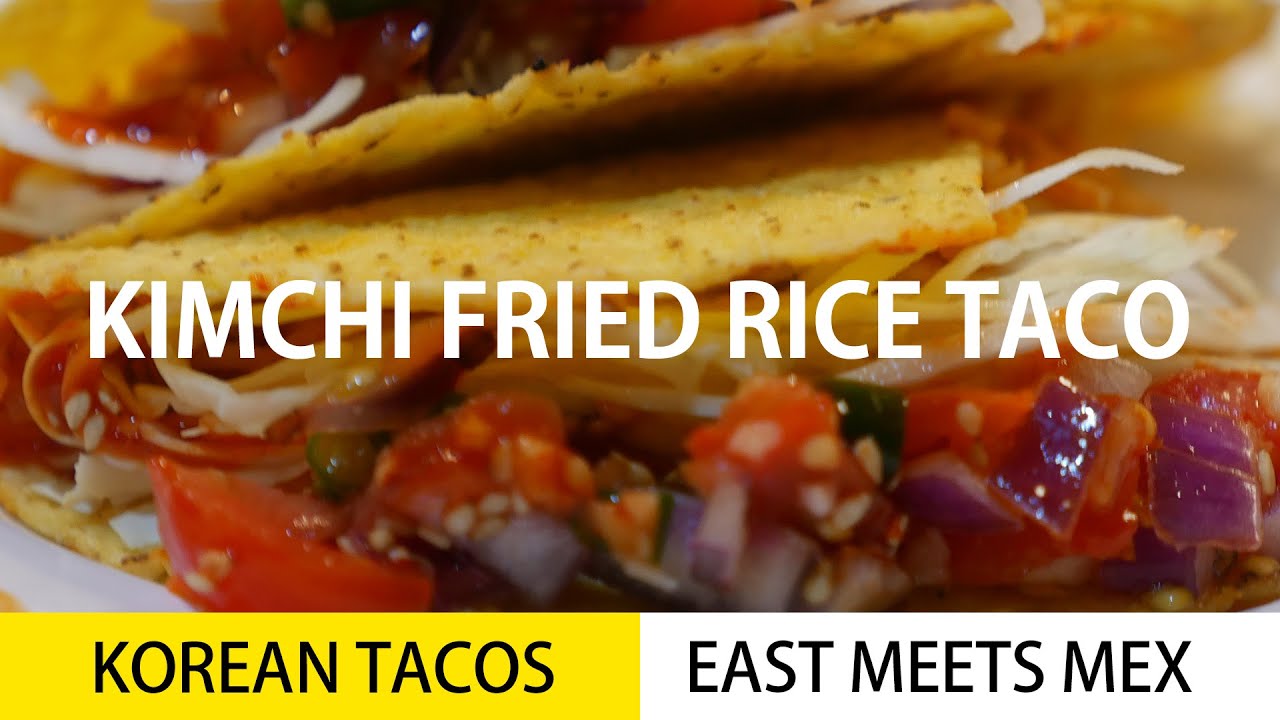 Kimchi fried rice taco 🌮 East meets Mex!  Korean and mexican food fusion!