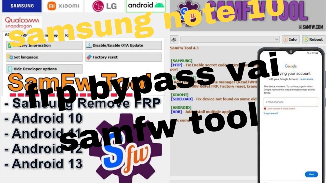 samsung note 10 frp bypass vai samfw tool for 2024