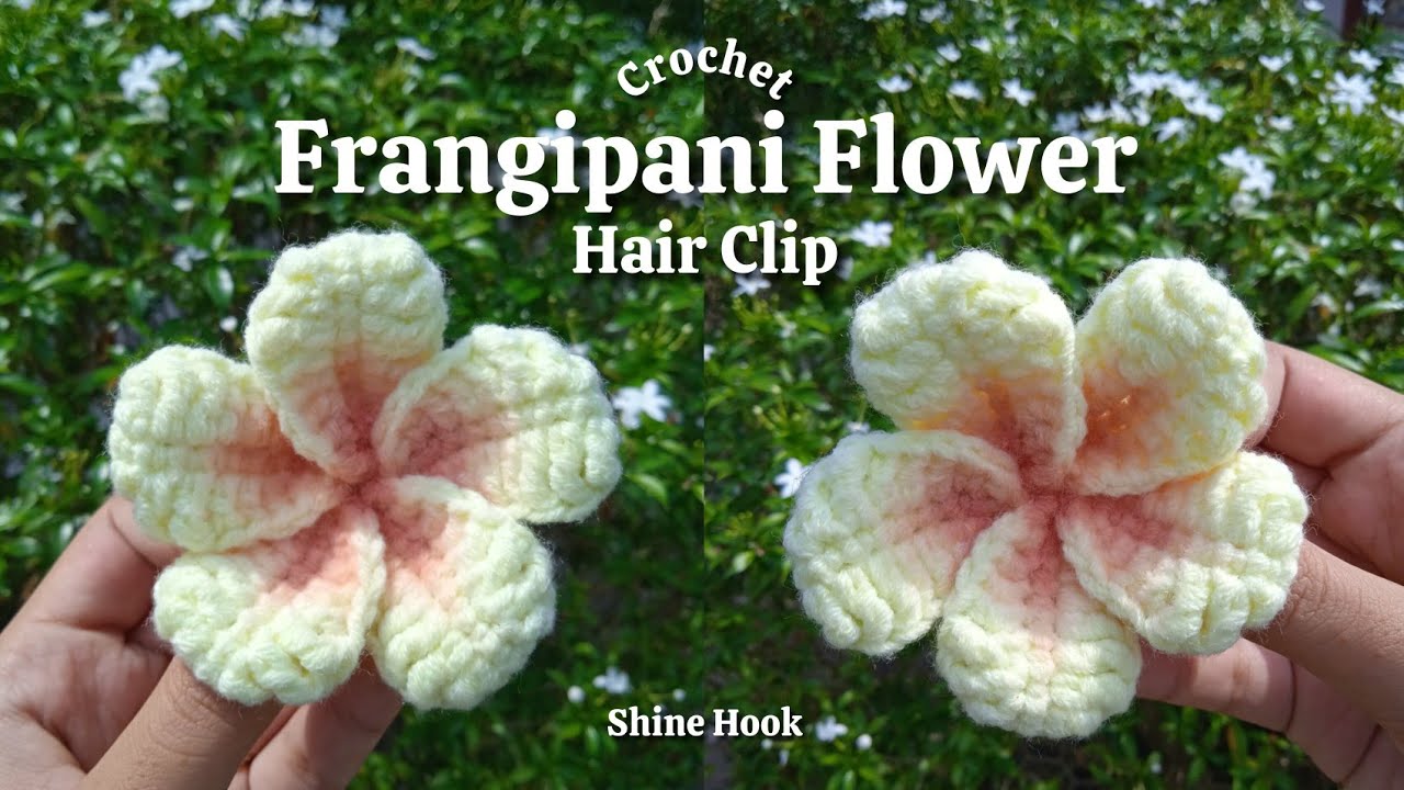 How to Crochet Frangipani Flower Hair Clip 🌺 | Easy for Begginers | Crochet Ideas