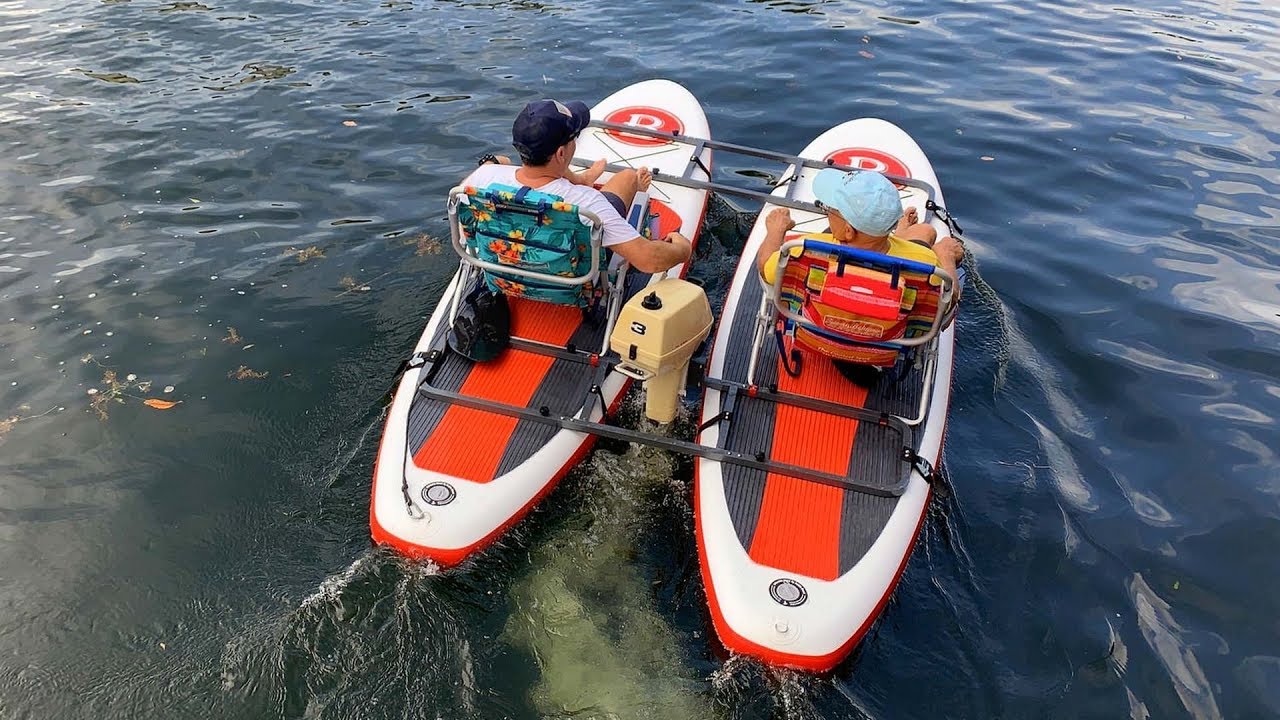 Catamaran SUP with 3HP Motor and 55lbs Electric Trolling Motor