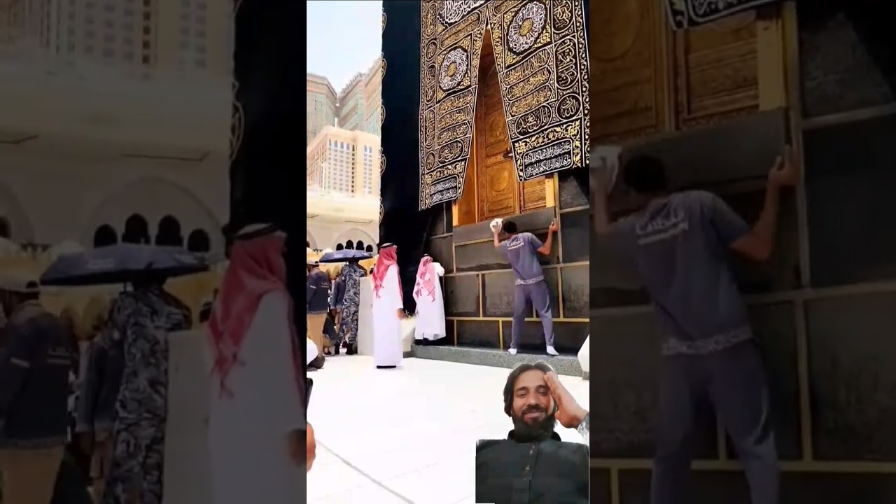 Beautiful View of Khana Kaba Cleaning & Kiswa Door | Makkah Shorts 🕋❤️ 