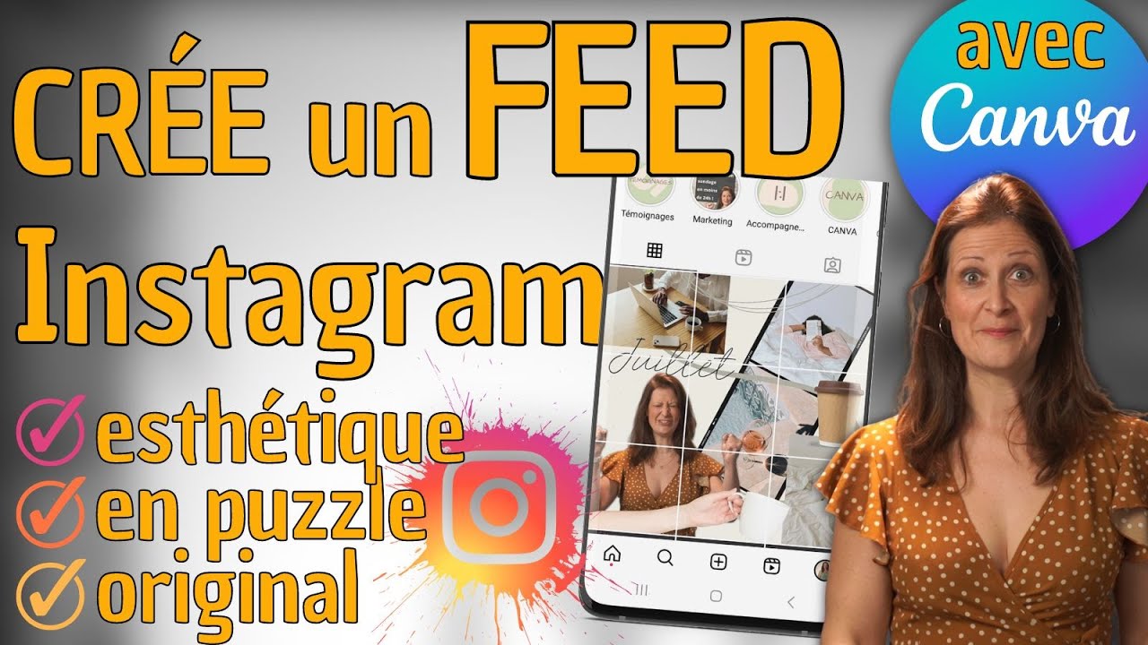 Feed Instagram TUTO CANVA 🎨!!! Crée un FEED (grille) Instagram ESTHÉTIQUE, ORIGINAL, en PUZZLE.