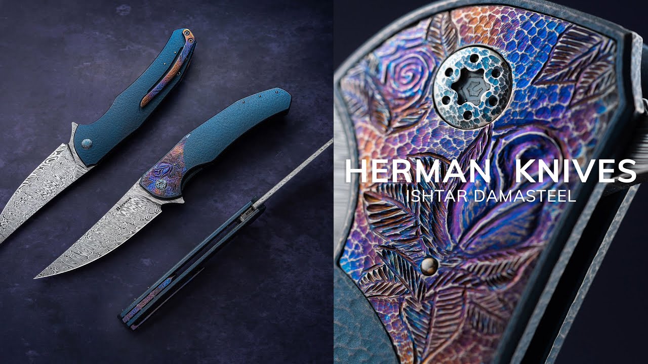 FOLDING KNIFE FOLDER ISHTAR #0826 DAMASTEEL HALF DRESS HERMAN KNIVES