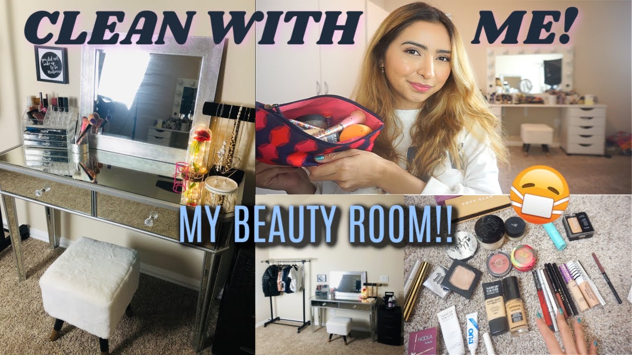 CLEAN WITH ME & RELAX // MAKEUP VANITY // ORGANIZING ALL MY MAKEP!