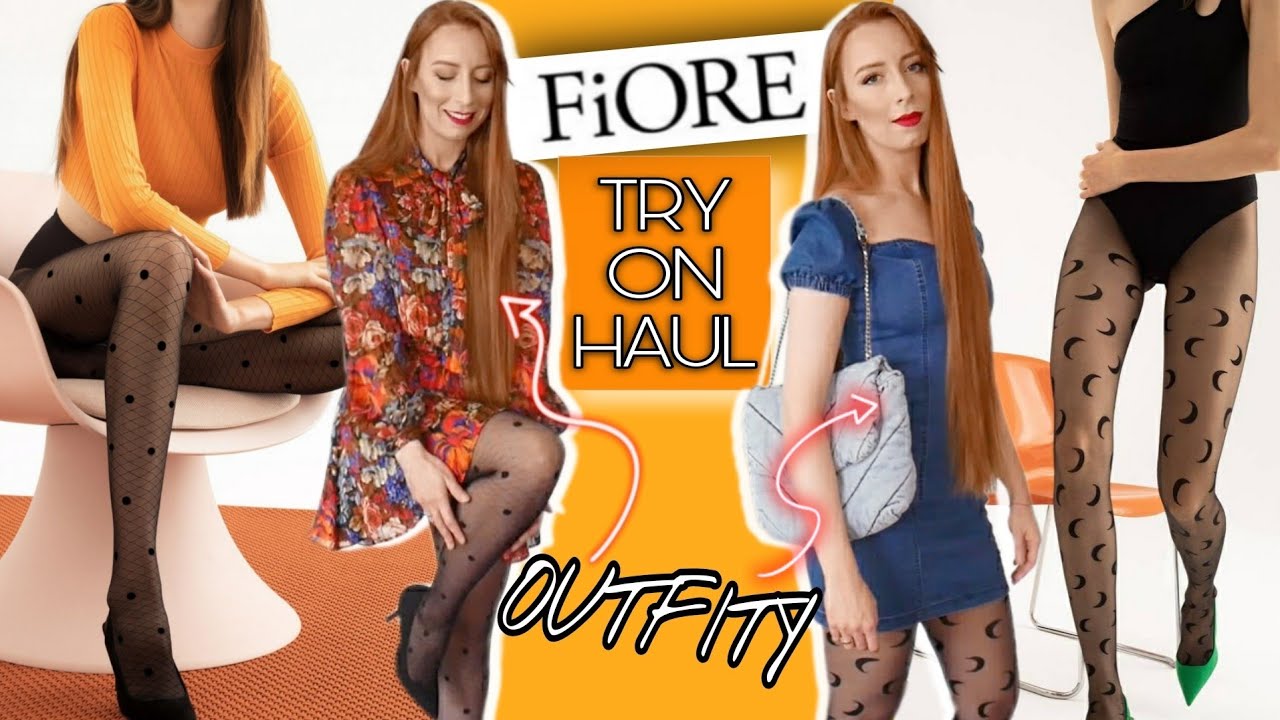 Rajstopy firmy Fiore: Modne stylizacje z rajstopami we wzory 🔥🔥 Pantyhose try on haul 🔥🔥 | Redhead