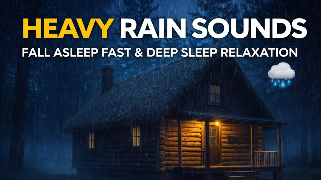 Heavy Rain Sounds in Cozy Cabin – Fall Asleep Fast & Deep Sleep Relaxation