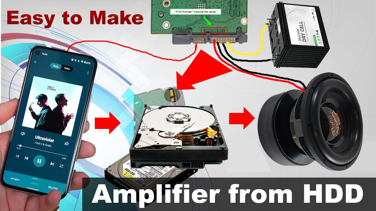 DIY Super Bass Amplifier from Computer Hard disk | HDD Amplifier | Amplifier from old Hard disk