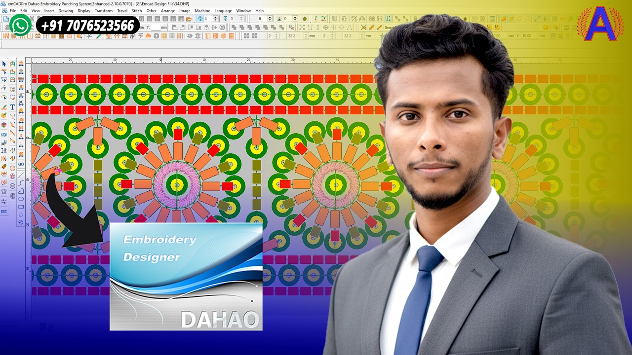 Advanced Border Design in EMCAD Software | Sequence and Bit Embroidery | @Ashiful_EMB_Designer