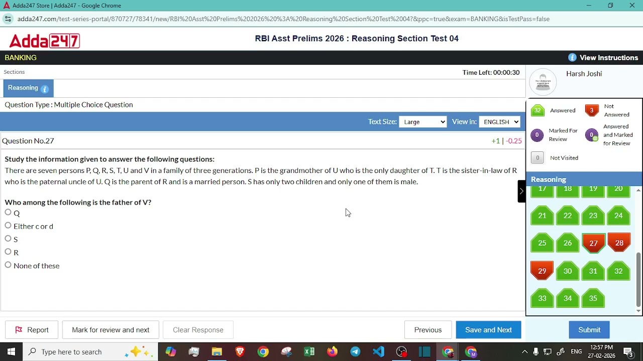 RBI Assistant Reasoning Mock 3