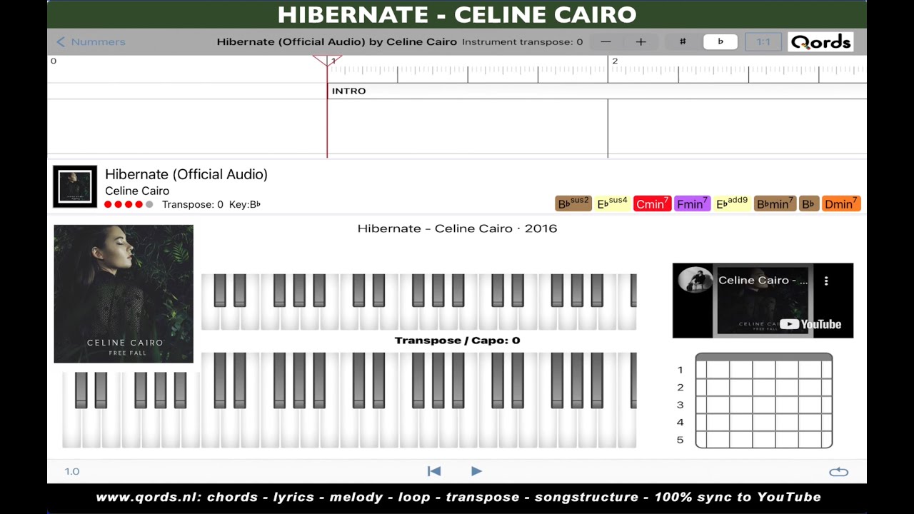 Celine Cairo - Hibernate; PlayAlong Video with Chords and Lyrics 