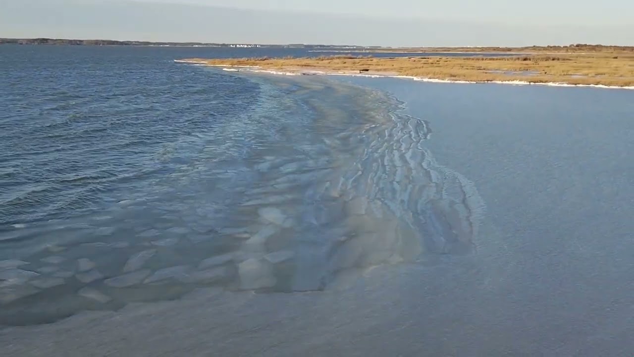 Waves freezing on the Bay
