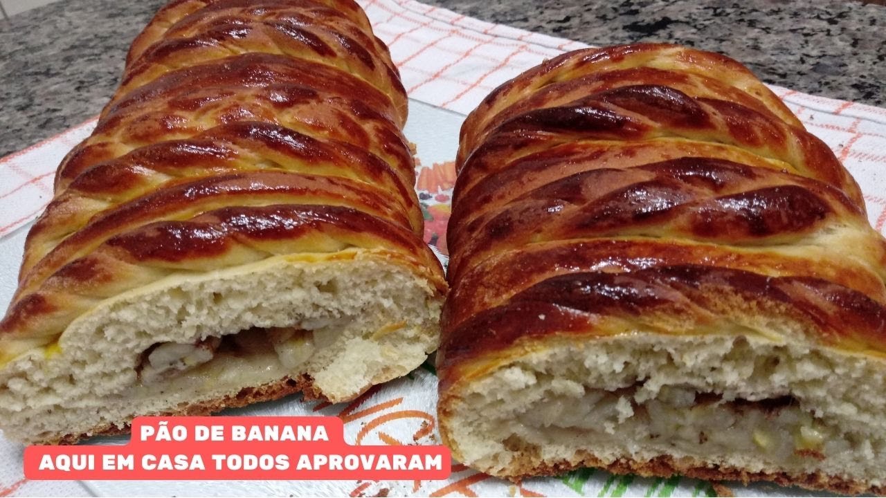 PÃO DE BANANA COM RECHEIO, AQUI EM CASA TODOS APROVARAM