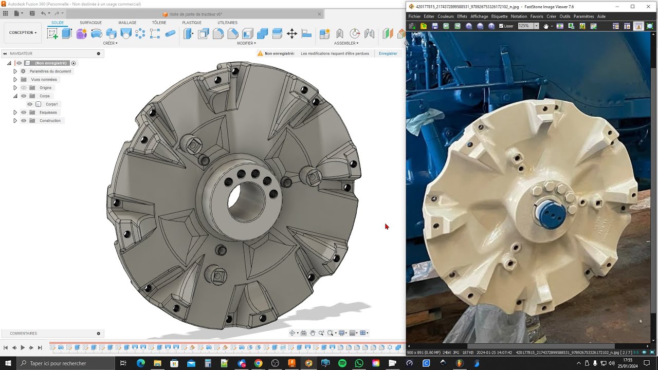 Les Tutos Fusion 360 de Manu - Un voile de jante de vieux tracteur - #LTF360DM