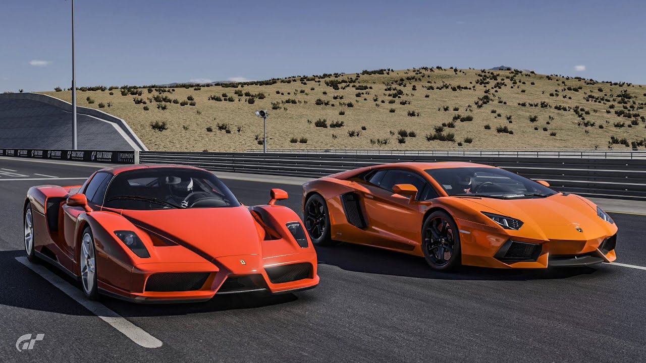Gran Turismo 7 Drag race: Ferrari Enzo vs Lamborghini Aventador