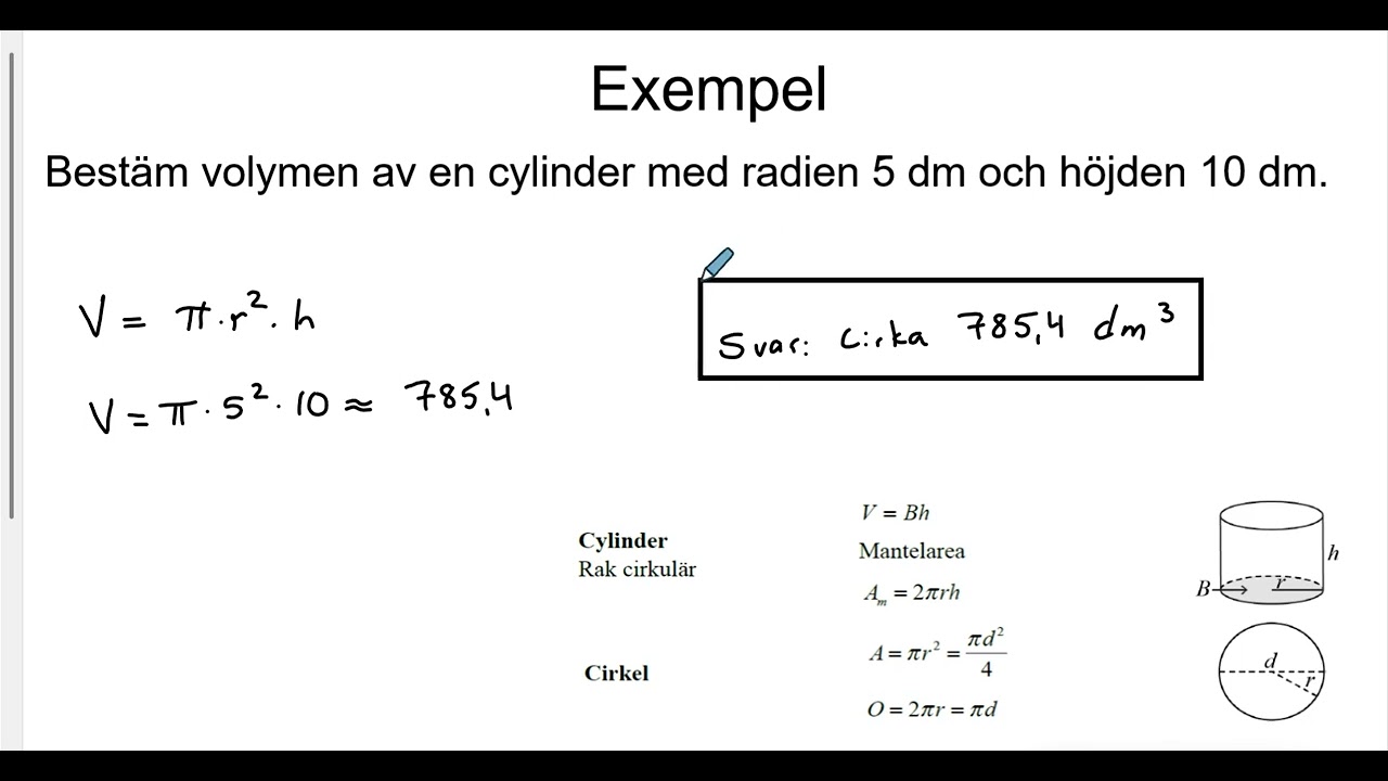 Matematik nivå 1b: Volym (Geometriska formler)