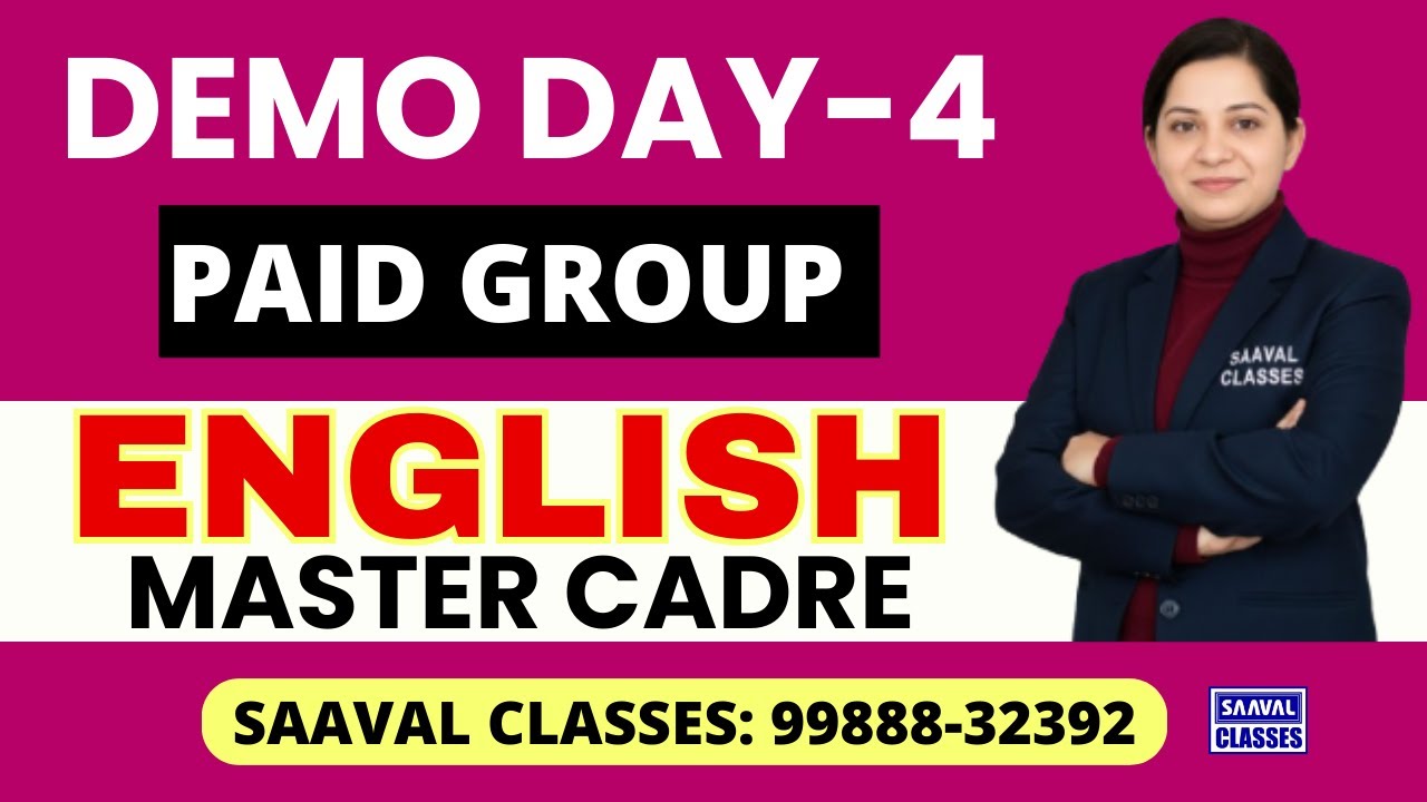 Master Cadre English Demo DAY-4 | SAAVAL CLASSES | M: 99888-32392