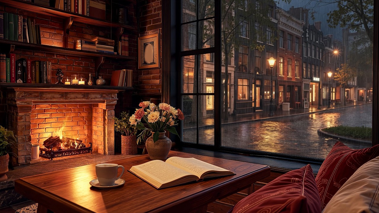 Late Night Study Jazz in the Rain 🌧️📚 City Ambience for Concentration & Calm