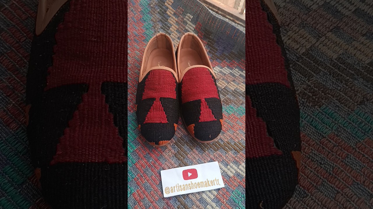 Size 44 Authentic Turkish Kilim Loafers | Leather Sole Handmade Shoes