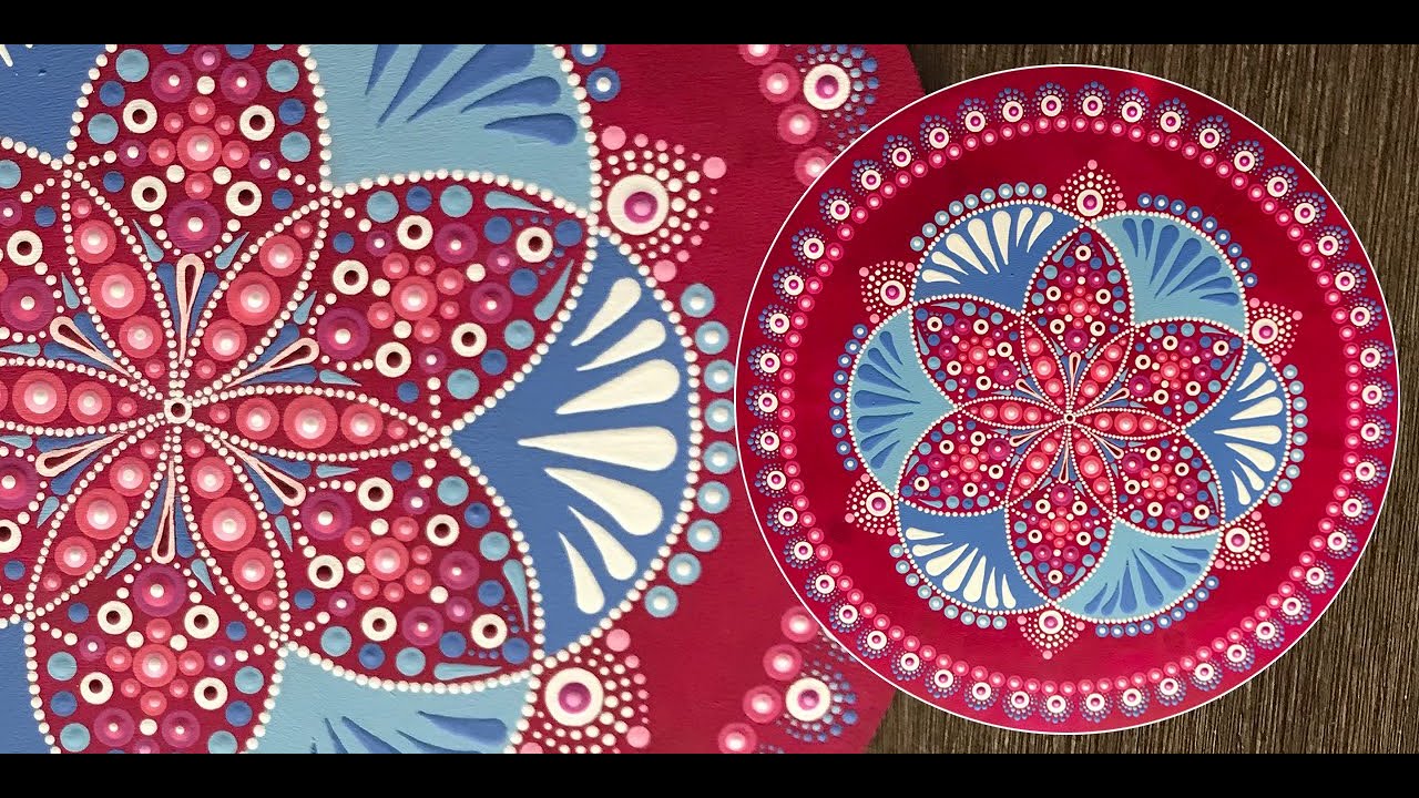 How to paint a Dot Mandala on a 11.75 inch Wood Circle tutorial - 312