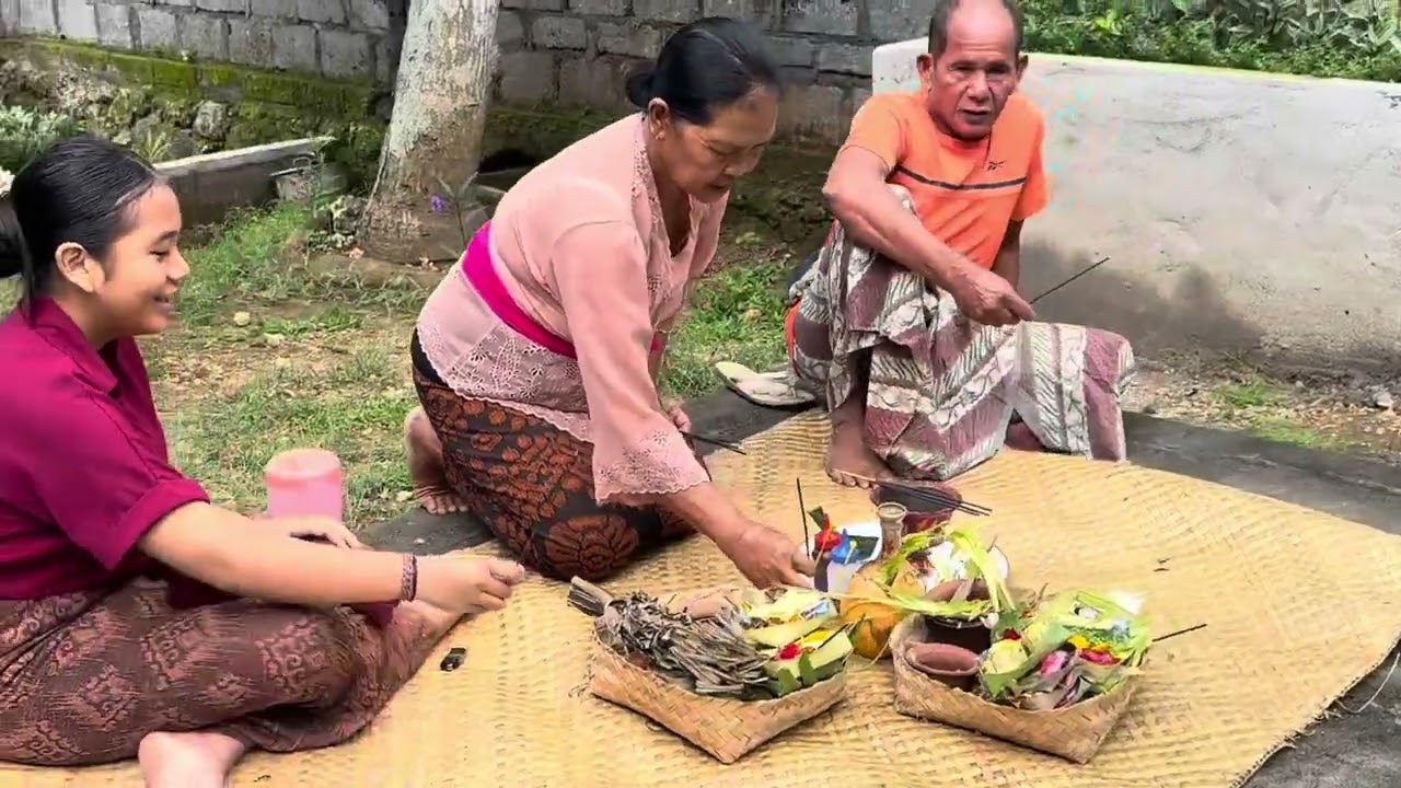 Galungan Family Temple Offerings : Bali  Indonesia